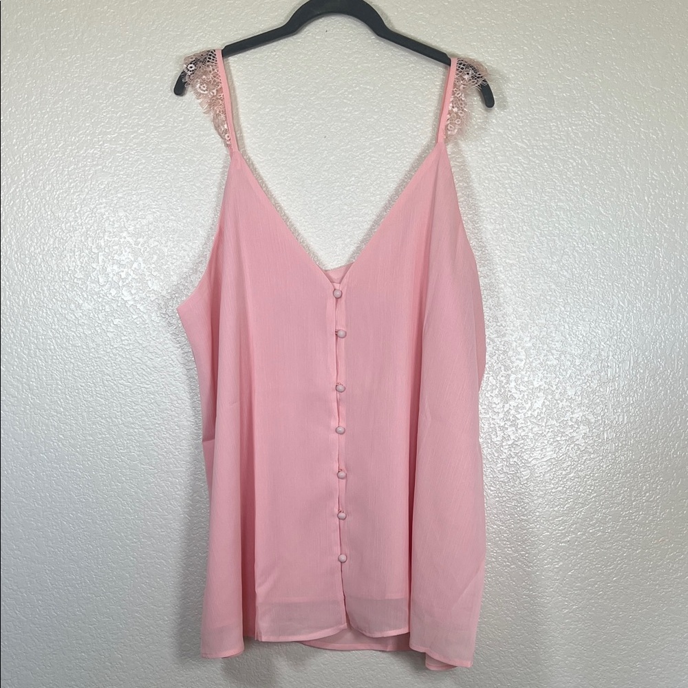 Bubblegum pink lace strap blouse, size 2X